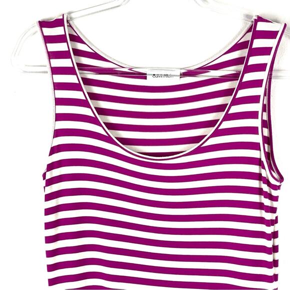Calvin Klein Maxi Tank Dress Purple / Magenta & White Striped Stretchy  - Small - Picture 2 of 8